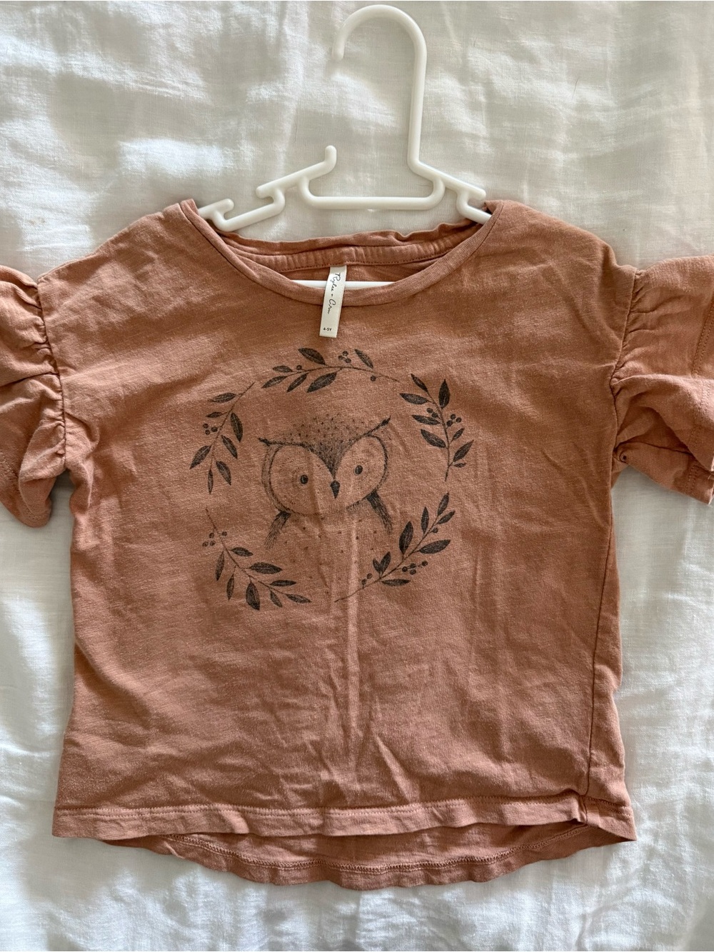 Rylee + Cru Organic Cotton Kids Owl Tee - Dusty Rose